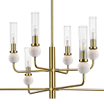 Люстра с 8-ю плафонами в форме стеклянных трубок и мраморных декоративных элементов Montreal варинант исполнения - 6 | Loft Concept в Казани