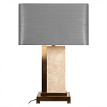 Настольная лампа с основанием из натурального камня c серым прямоугольным абажуром Lapis Tiburtinus варинант исполнения - 1 | Loft Concept в Казани