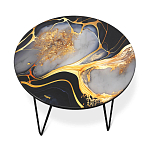 Стол журнальный с круглой столешницей из стекла Gold and Black Marble варинант исполнения - 2 | Loft Concept в Казани