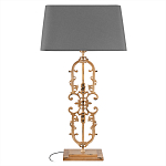 Настольная лампа на ажурном чугунном основании с тканевым серым абажуром Openwork Lamp варинант исполнения - 1 | Loft Concept в Казани