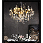 Люстра черная с прозрачными стеклянными подвесками в форме капель FAIRYTREE Light варинант исполнения - 4 | Loft Concept в Казани