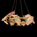 Люстра круглая на золотом каркасе с птичками и цветочным декором Miscellaneous herbs варинант исполнения - 4 | Loft Concept в Казани