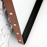 Зеркало прямоугольное в металлической раме с кожаной отделкой Loft in Reflection варинант исполнения - 3 | Loft Concept в Казани