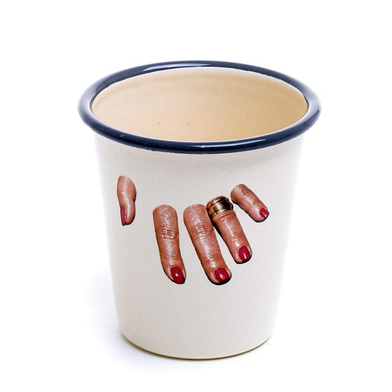 Стакан Seletti Enamel Fingers Бежевый Мульти в Казани | Loft Concept 