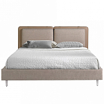 Кровать двуспальная серая с изголовьем из экокожи и ткани Modern Look варинант исполнения - 3 | Loft Concept в Казани