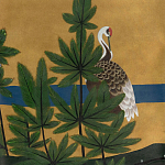 Обои ручная роспись Tsuro Cranes Original colourway on Gold Bullion gilded silk варинант исполнения - 2 | Loft Concept в Казани