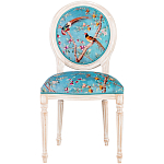 Стул из массива бука бирюзовый с изображением птиц и цветов Turquoise Beige Chinoiserie Peach Garden Chair варинант исполнения - 1 | Loft Concept в Казани
