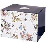 Чайный сервиз из фарфора темно-синий с рисунком цветов на 6 персон 14 предметов 300 мл Garden Whisper Porcelain Set  варинант исполнения - 4 | Loft Concept в Казани