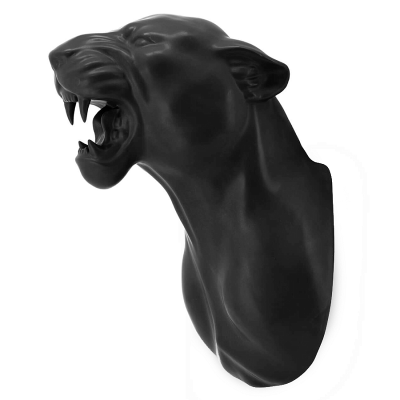 Аксессуар на стену Пантера матовая Abhika LEOPARD HEAD HANGING Черный матовый в Казани | Loft Concept 