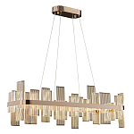 Люстра подвесная прямоугольная с рифлёными прозрачными элементами и золотым основанием Aurea Vista варинант исполнения - 1 | Loft Concept в Казани