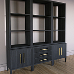 Модульный стеллаж Primo из трех составных элементов Черный дуб варинант исполнения - 3 | Loft Concept в Казани