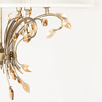 Люстра подвесная круглая с тканевым полупрозрачным абажуром и подвесками 6 ламп Gilded Elegance варинант исполнения - 6 | Loft Concept в Казани