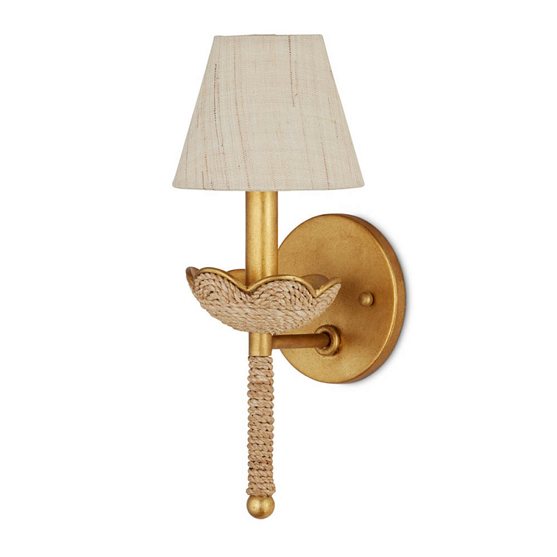 Бра из кованого железа с отделкой плетеной веревкой и сусальным золотом Parisian Style Золотой Бежевый в Казани | Loft Concept 