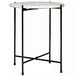 Кофейный столик с круглой разноцветной столешницей на 4-х черных ножках Multicolored Stone Composite варинант исполнения - 1 | Loft Concept в Казани