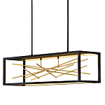 Люстра прямоугольная черного цвета с декором в виде ветвей в золотой отделке Hinkley варинант исполнения - 1 | Loft Concept в Казани