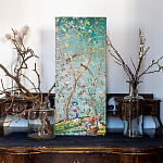 Постер на холсте в стиле шинуазри с изображением сада Chinoiserie Imperial Garden Birds and People Poster варинант исполнения - 3 | Loft Concept в Казани