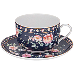 Чайный набор из фарфора синий на 6 персон 12 предметов Flower Porcelain Collection варинант исполнения - 1 | Loft Concept в Казани