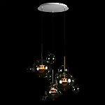 Люстра подвесная с прозрачными бирюзовыми стеклянными шарами и круглым основанием 3 лампы Giopato & Coombes варинант исполнения - 2 | Loft Concept в Казани