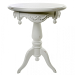 Стол приставной круглый белого цвета из массива бука с легкими потертостями White Provence варинант исполнения - 1 | Loft Concept в Казани