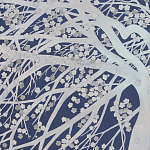 Обои ручная роспись в стиле Арт-деко Windswept Blossom Special Colourway on Dark Blue dyed silk варинант исполнения - 2 | Loft Concept в Казани