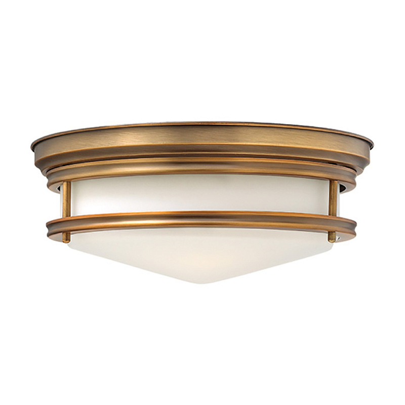 Потолочный светильник с белым матовым стеклянным плафоном в форме перевернутого конуса Hinkley Белый Бронза Хром в Казани | Loft Concept 