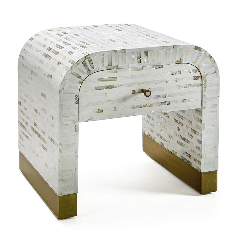 Тумбочка прикроватная Amo Bone Inlay Bedside Almond ivory ( слоновая кость ) Перламутровый в Казани | Loft Concept 