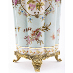 Ваза голубого цвета из фарфора с цветочным рисунком и бронзовой стрекозой Blue Garden варинант исполнения - 3 | Loft Concept в Казани