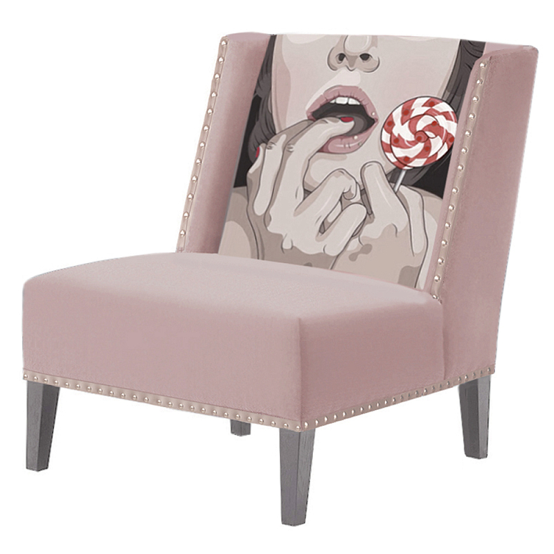 FUN Armchair Lollipop Pink Дизайнерское кресло с цветным принтом Розовый пастельный в Казани | Loft Concept 