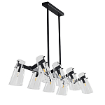 Люстра светодиодная с 8-ю прозрачными плафонами из акрила и стали Glass Cylinder Black варинант исполнения - 3 | Loft Concept в Казани