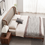 Кровать двуспальная с мягким изголовьем Moon Walnut Bed варинант исполнения - 4 | Loft Concept в Казани