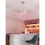 Люстра овальная с розовыми стеклянными подвесками в форме капель FAIRYTREE Light варинант исполнения - 3 | Loft Concept в Казани