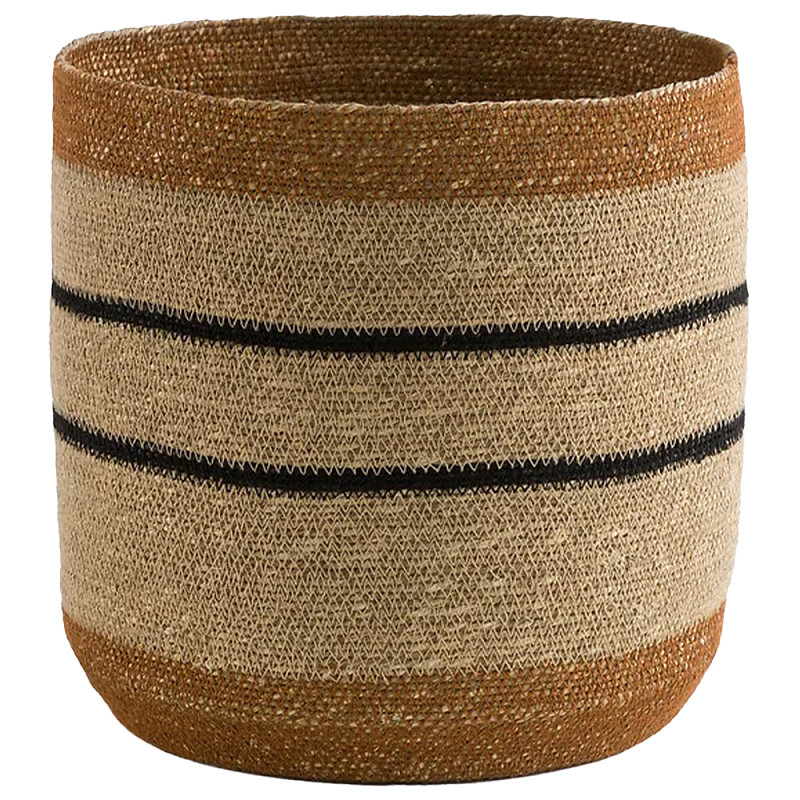 Плетеная корзина в полоску Okiro Wicker Basket Коричневый Бежевый Черный Плетеная корзина в полоску Okiro Wicker Basket Коричневый Бежевый Черный в Казани | Loft Concept
