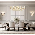 Люстра овальная с многослойными белыми и прозрачными подвесками Character Chandelier варинант исполнения - 6 | Loft Concept в Казани