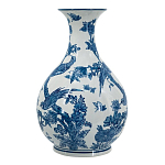 Ваза с мотивами цветущего сада с попугаями Blue Vase Inspired by Nature варинант исполнения - 2 | Loft Concept в Казани