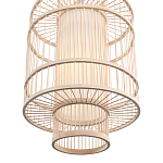 Подвесной светильник из деревянных прутьев с плафоном из натуральной ткани Light Inside the Cell варинант исполнения - 5 | Loft Concept в Казани