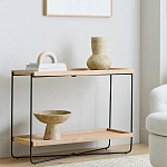 Консоль деревянной столешницей и полкой Wooden Table Top and Shelf варинант исполнения - 6 | Loft Concept в Казани