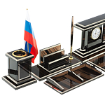 Настольный письменный набор с часами из природного камня обсидиана Team leader варинант исполнения - 3 | Loft Concept в Казани