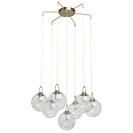 Люстра с 7-ю плафонами из прозрачного стекла в форме шара Orb Cascade  варинант исполнения - 2 | Loft Concept в Казани