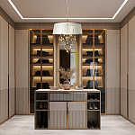 Люстра подвесная круглая с тканевым полупрозрачным абажуром и подвесками 4 лампы Gilded Elegance варинант исполнения - 8 | Loft Concept в Казани