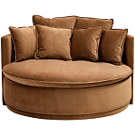 Кушетка круглая с обивкой из велюра коричневая Milky Brown Chair варинант исполнения - 2 | Loft Concept в Казани