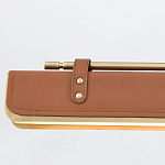 Подвесной светильник линейный латунного цвета в кожаном коричневом чехле и декоративными ремешками Alora варинант исполнения - 4 | Loft Concept в Казани