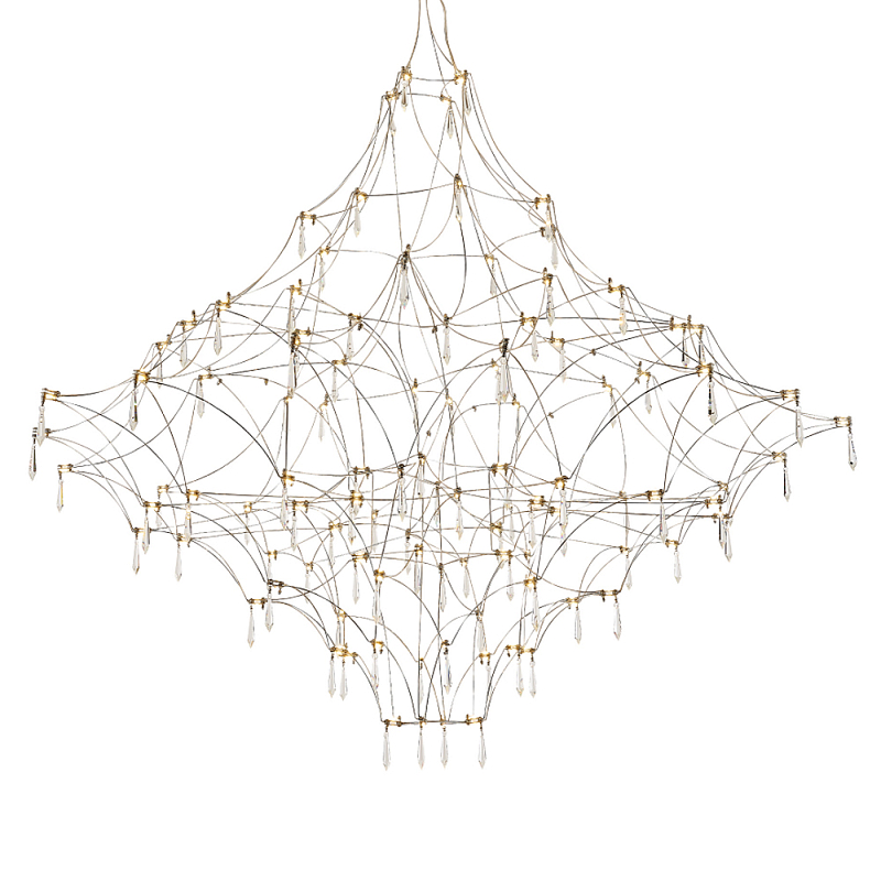 Люстра с тонким металлическим каркасом цвета хром Quasar Прозрачный Хром в Казани | Loft Concept 