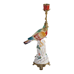 Подсвечник с попугаем из фарфора с бронзовыми элементами Eden Garden варинант исполнения - 3 | Loft Concept в Казани