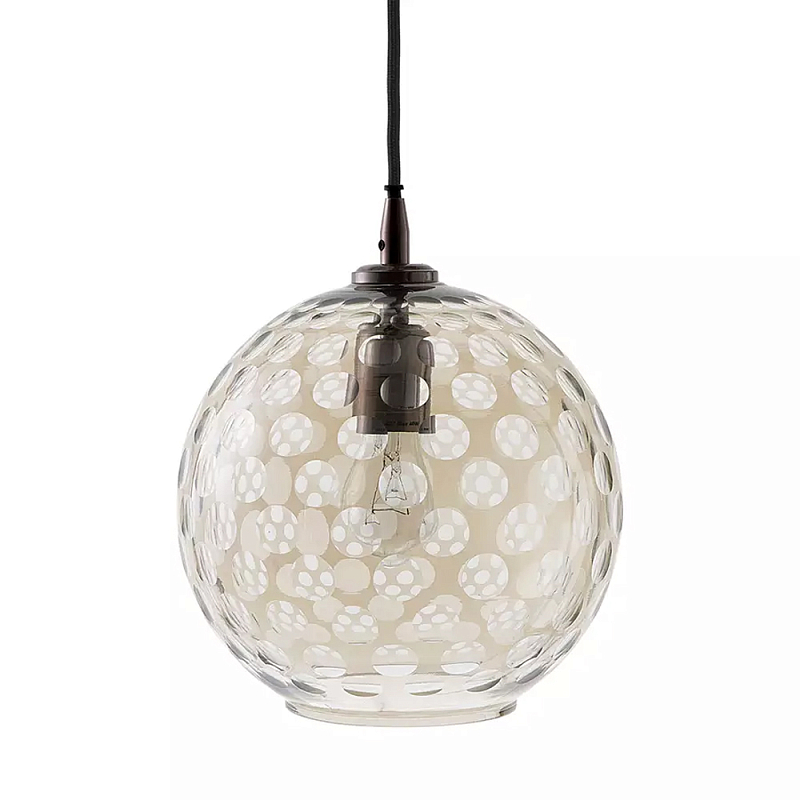 Подвесной светильник с плафоном в форме шара из стекла с рельефным узором Glass Pattern Lamp Коричневый в Казани | Loft Concept 