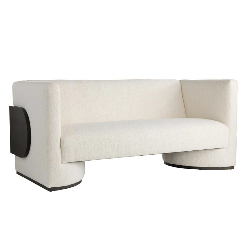 Дизайнерский Двухместный диван Florida Sofa с элегантным деревянным декором Белый Черный Дизайнерский Двухместный диван Florida Sofa с элегантным деревянным декором Белый Черный в Казани | Loft Concept