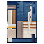 Панно из шнура Синяя геометрическая абстракция wall panel line Blue варинант исполнения - 4 | Loft Concept в Казани