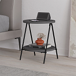 Стол приставной с 2-мя круглыми столешницами цвета антрацит ESSEL SIDE TABLE ANTHRACITE варинант исполнения - 3 | Loft Concept в Казани