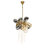 Люстра подвесная со стеклянными плафонами из дымчатого и золотистого с шестью вертикальными подвесками Gilded Mirage  варинант исполнения - 2 | Loft Concept в Казани