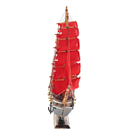 Декоративная модель деревянного парусника с красными парусами в подарочной упаковке With The low варинант исполнения - 2 | Loft Concept в Казани