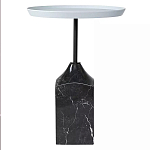 Кофейный столик с круглой столешницей и мраморным основанием Steel Reliability варинант исполнения - 1 | Loft Concept в Казани